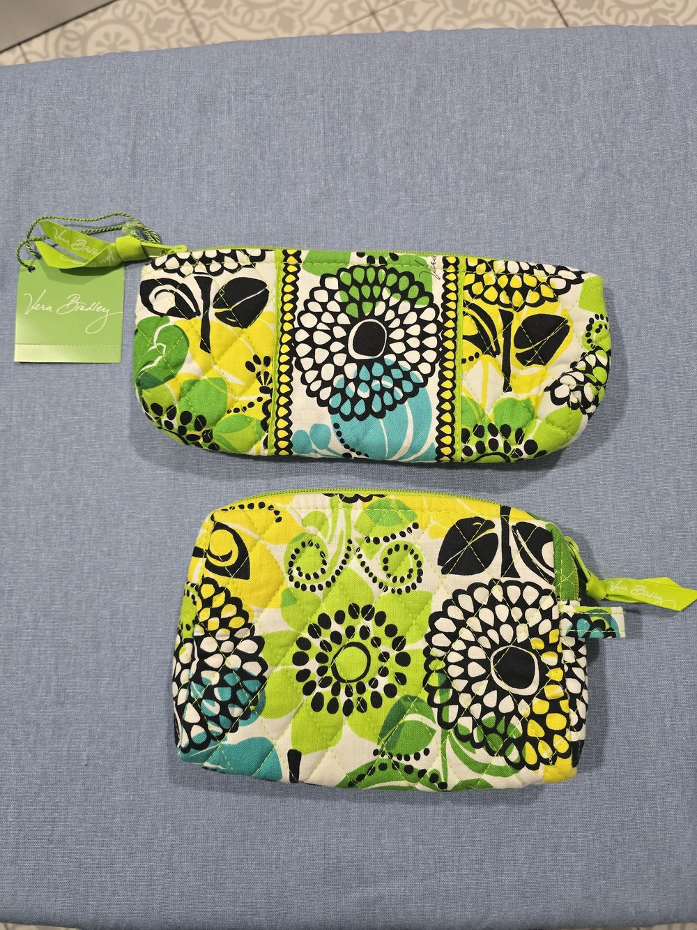 Vera Bradley Lime Floral Quilted Cosmetic Pouches